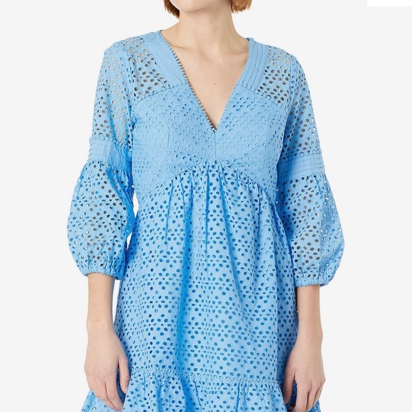 Lilly Pulitzer Lucinda Dress Zanzibar Blue Tideline Eyelet Dress - Picture 4 of 5
